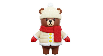 Cute 3D Teddy Bear in Winter Clothes