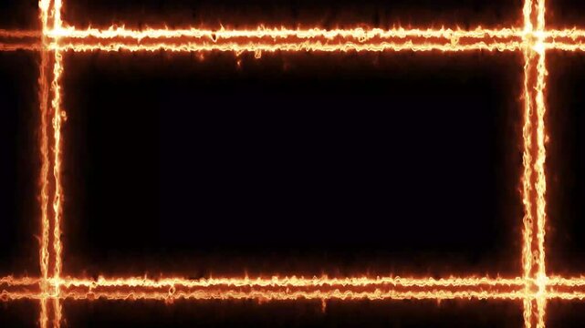 Fire Line Grid Frame Animation Burning Orange Border Loop Background