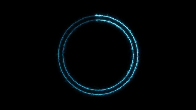 Neon Blue Circle Loop Animation Glowing Ring Frame On Black Background