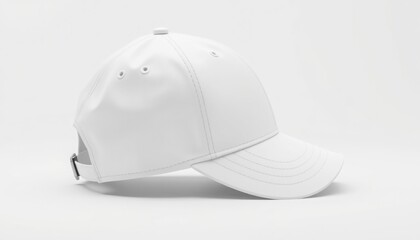 Fototapeta premium A white baseball cap with a curved brim
