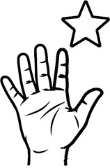 Obraz premium Hand reaching up towards a star shape