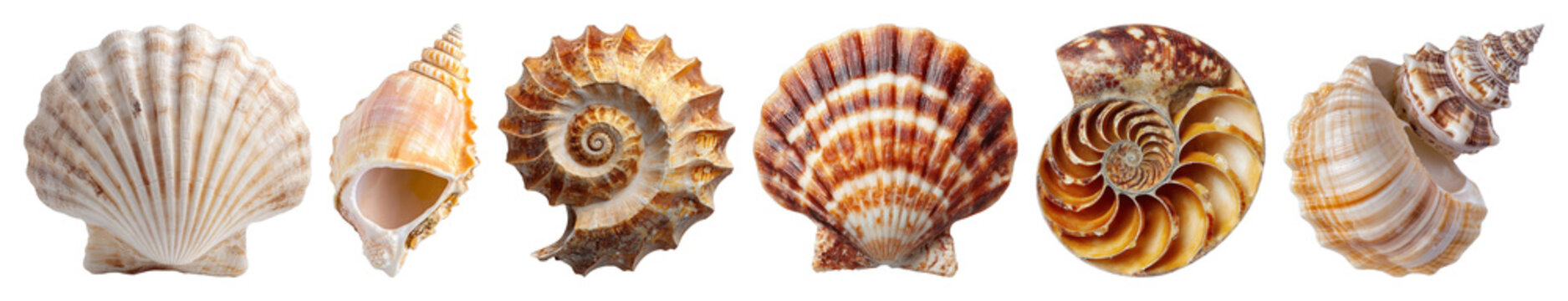 PNG Colorful seashells collection display, transparent background