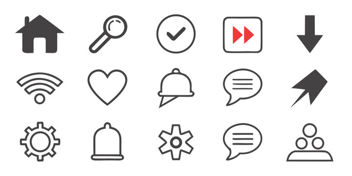 A collection of diverse icons representing various functions and features Vector