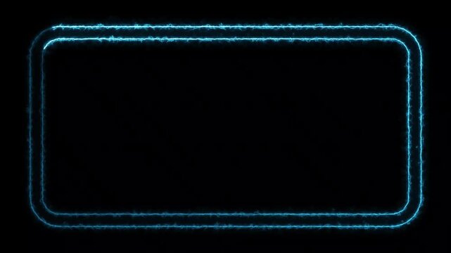 Rounded blue neon rectangle frame animation for wide screen banner and digital display overlay loop.