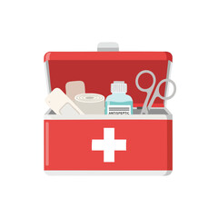 Obraz premium First Aid Kit with Medical Supplies for Emergency Preparedness