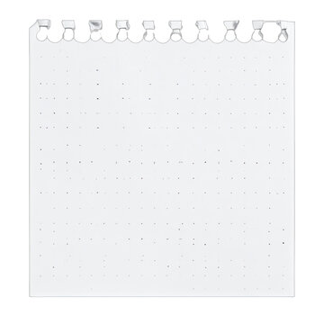 Blank torn paper sheet with spiral binding holes.