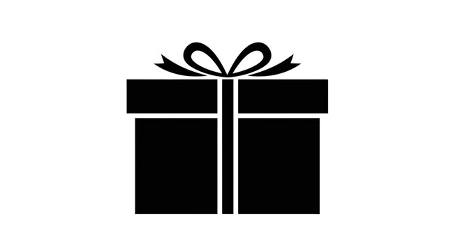 Black Gift Box with Ribbon Illustration 1.