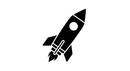 Black Silhouette Rocket Ship Illustration.