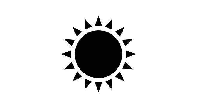 Black Sun Icon Simple Design Element.