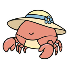 Cute Crab Cartoon Character Illustration