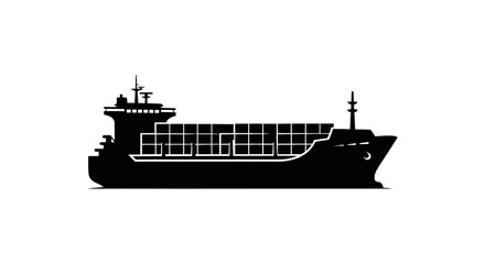 Obraz premium Large Cargo Ship Silhouette Illustration.