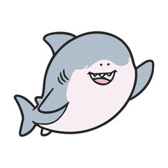 Cute Shark Cartoon Character Illustration