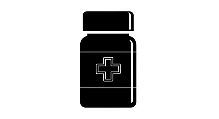 Obraz premium Medical Bottle with Cross Symbol Icon.