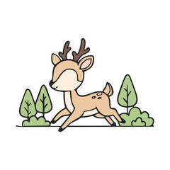Cute Deer Cartoon Character Illustration