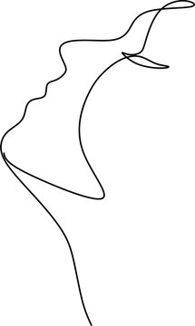 Abstract girl face continuous one line drawing minimalism design isolated on white background