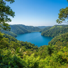 Tropical Highland Lake Viewpoint in Sumatra Indonesia