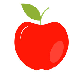 Red Apple with Green Leaf Illustration flat icon design