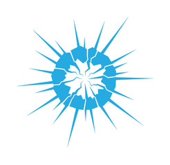 Obraz premium Blue cracked glass explosion effect symbol abstract damage icon