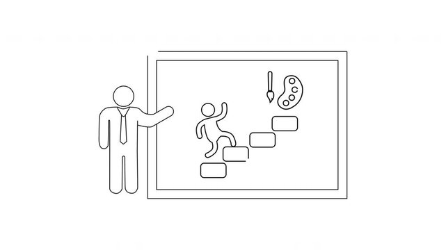 Art Presentation - A Line Drawing of a Man Presenting.