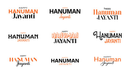 happy hanuman jayanti creative typography set. vector illustration text style. © RMAKE