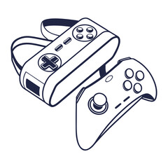 A vr headset and controller for gaming © Forida