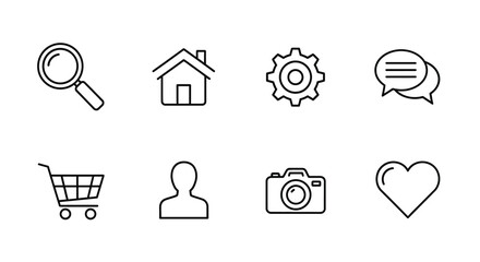 Fototapeta premium Icons representing various functions and features of a website or application