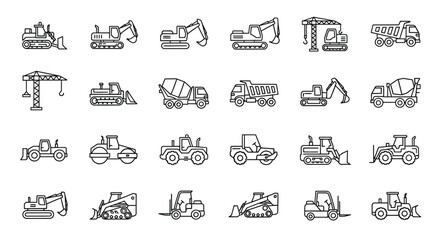 A diverse collection of construction equipment and vehicles in a single image © Torikul