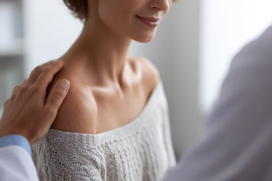 Clinical checkup of benign swelling on shoulder