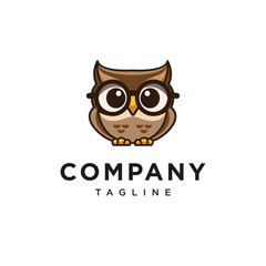 Smart Owl Simple Logo Icon Mascot Vector