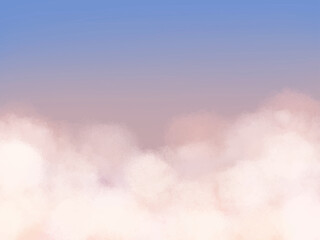 手描き風の夕焼け空と雲の背景素材