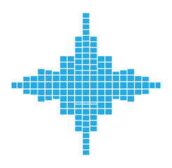 Fototapeta premium blue pixelated star shape made of small squares on white background