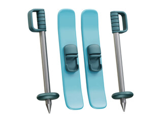 Ski icon 3d render illustration 