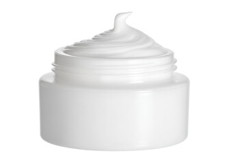 Luxurious White cream in a sleek Cosmetic jar, perfect for Skincare product lines. This Beauty product, a rich Moisturizer, is isolated on white for versatile use.