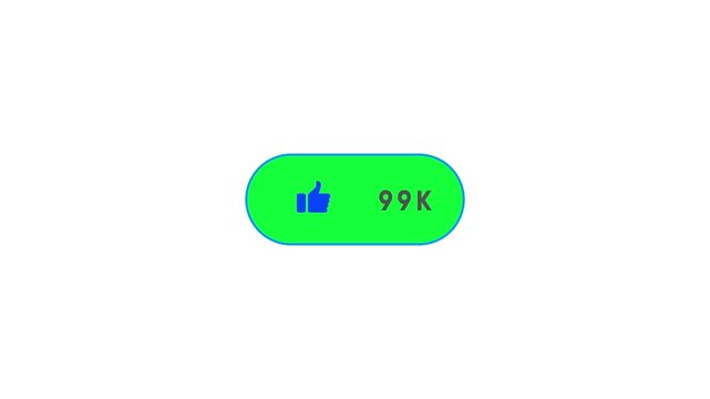 Green oval button with thumbs up icon and 80 K text on white background like social media