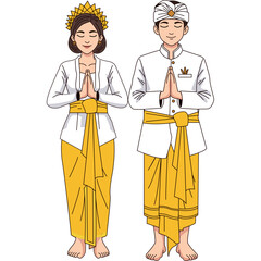 Balinese Couple Praying in Nyepi Day
