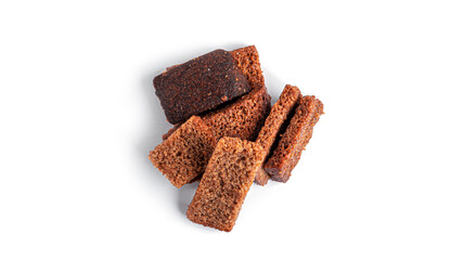 Croutons isolated on white background. High quality photo