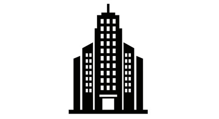 Naklejka premium Black Silhouette of Modern Office Building.