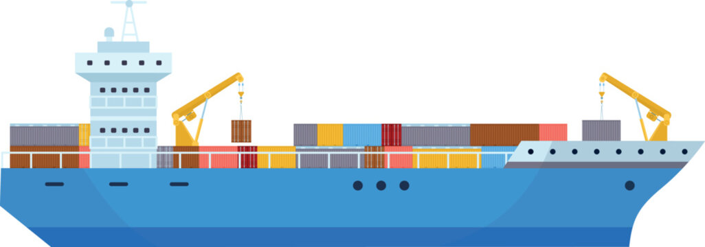 Cargo ship. Freight container vessel color icon