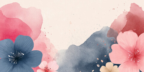 Watercolor Floral Background with Copy Space &ndash; Generative AI