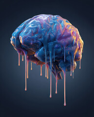 Melting Abstract Human Brain Concept &ndash; Generative AI