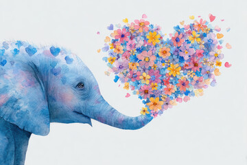 Floral Heart Elephant Illustration &ndash; Generative AI