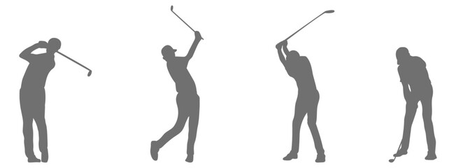  Golf player swing silhouette collection 