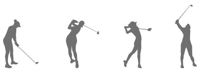  Golf player swing silhouette collection 