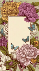 Vintage Floral Frame with Butterflies &ndash; AI Generative