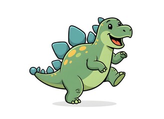 Obraz premium Cute Happy Stegosaurus Cartoon Clipart – Smiling Baby Dinosaur Illustration Isolated