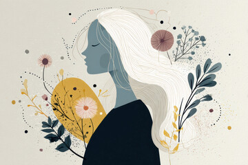 Floral Female Silhouette Illustration &ndash; Generative AI