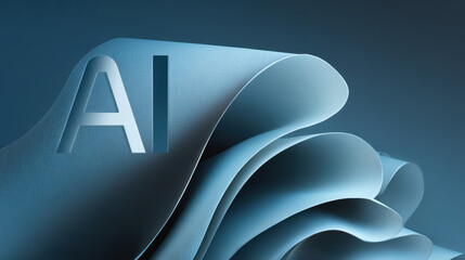 Abstract Blue AI Wave Background &ndash; Generative AI