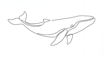Fototapeta premium Whale One Line Art Illustration