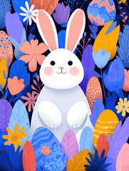 Cute Easter Bunny Illustration &ndash; AI Generative