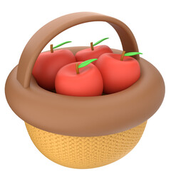 Apple Basket 3D Illustration